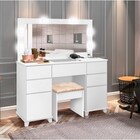 Penteadeira Com Tomada Acompanha Banqueta 05 Gavetas Camarim