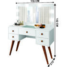 Penteadeira Compacta Retro 5 Gavetas Com Led E Espelho Mdf Po