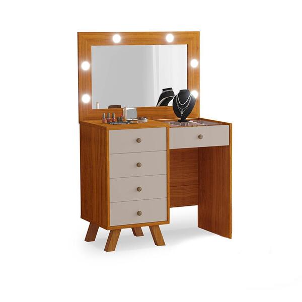 Penteadeira Corrientes Com Led Freijó Maní