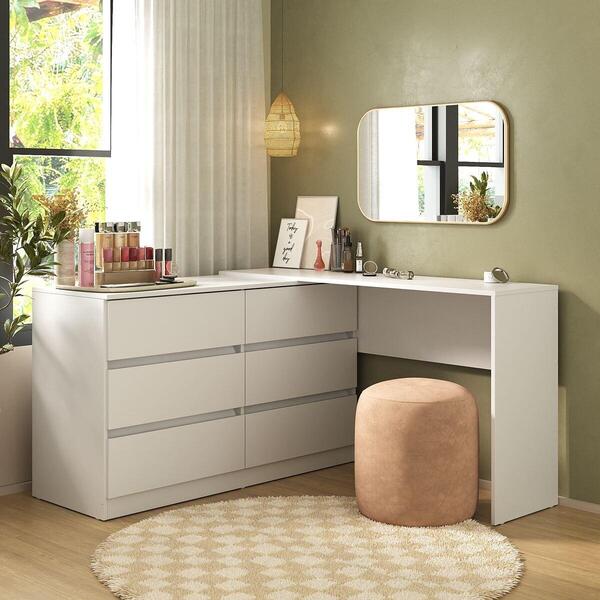 Penteadeira De Canto 120cm 6 Gavetas Flex Multimóveis Mp4404