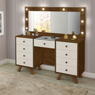 Penteadeira Decorativa 8 Gavetas Porta Joias Com Tampo De Vid