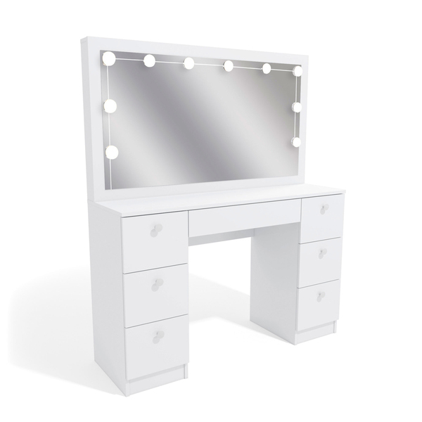 Penteadeira Ditália 7 Gav. Pe-80 Branco C/ Kit Luz Camarim