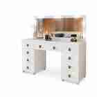 Penteadeira E Banqueta Retro Com 9 Gavetas Led Espelho Eloa B