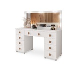 Penteadeira Eloa Branca Com Puxadores Em Couro Marrom