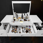 Penteadeira Escrivaninha 3 Gavetas Espelho Pés Em Madeira Bra