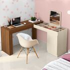 Penteadeira Escrivaninha Canto Espelho Ema  Freijó Off White