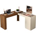 Penteadeira Escrivaninha Canto Espelho Ema  Freijó Off White