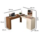 Penteadeira Escrivaninha Canto Espelho Ema  Freijó Off White