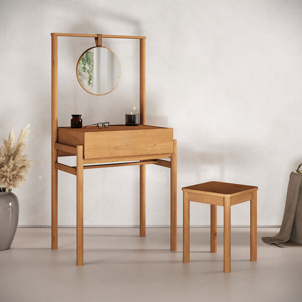 Penteadeira Escrivaninha Com Espelho Compacta Madeira Com Ban
