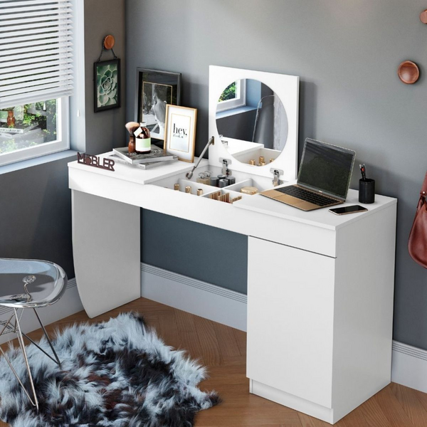 Penteadeira Escrivaninha Com Espelho Tampo Basculante Livia B