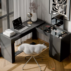 Penteadeira Escrivaninha Em L Com Espelho 1 Porta Isis Preto