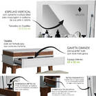 Penteadeira Escrivaninha Em Madeira Maciça Com Espelho E Gave