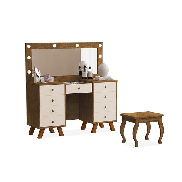 Penteadeira Feminina Com Assento Atlanta Malbec Off White