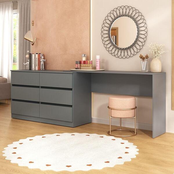 Penteadeira Infantil 231,5cm Com 6 Gavetas Flex Multimóveis M