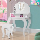 Penteadeira Infantil Com Espelho Banqueta Mdf Branco