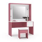 Penteadeira Infantil Helena Led E Banqueta Rosa/branca