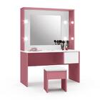 Penteadeira Infantil Helena Led E Banqueta Rosa/branca