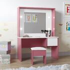 Penteadeira Infantil Helena Led E Banqueta Rosa/branca