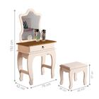 Penteadeira Infantil Laila Premium Com Banqueta Pérola Nature