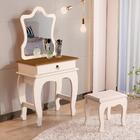 Penteadeira Infantil Laila Premium Com Banqueta Pérola Nature