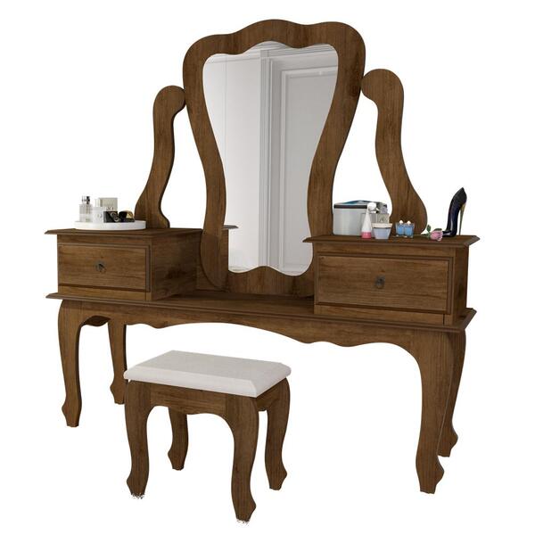 Penteadeira Jb Bechara 7900 Canela Com Espelho E Banqueta