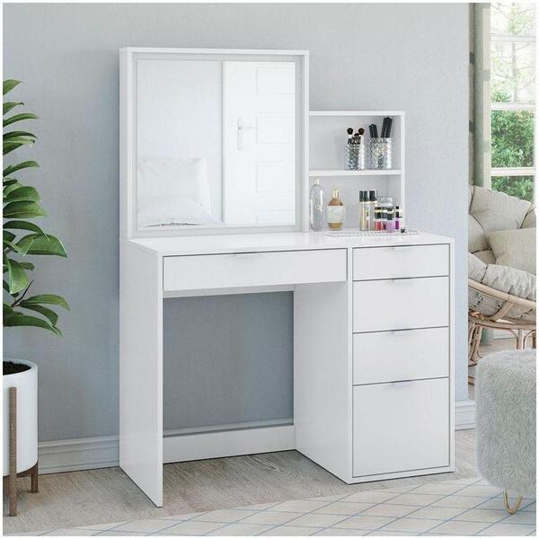 Penteadeira Kappesberg 5 Gavetas Branco Brilho Carb