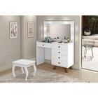 Penteadeira Led Espelho Com Banqueta Branco