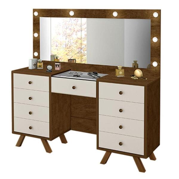 Penteadeira Led Espelho Com Banqueta Malbec/offwhite