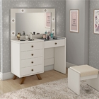 Penteadeira Lux com Led Off White com Banqueta