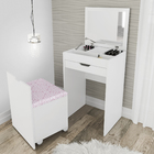 Penteadeira Madeira Branca Puff Rosa 108,8x51x12cm Tecno Mobili