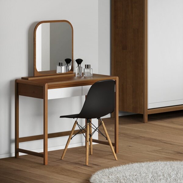 Penteadeira Madeira Maciça 2 Gavetas Modena Amêndoa/branco