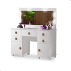 Penteadeira Madri Com Banqueta Retro 5 Gavetas Espelho E Led