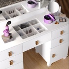 Penteadeira Madri Com Banqueta Retro 5 Gavetas Espelho E Led