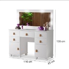 Penteadeira Madri Com Banqueta Retro 5 Gavetas Espelho E Led