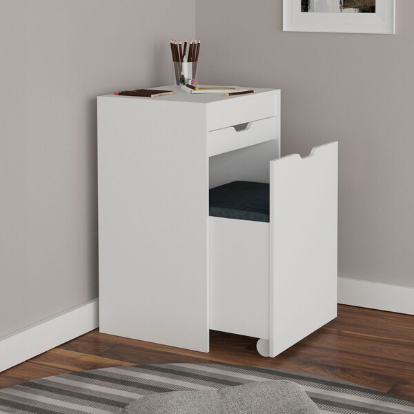 Penteadeira Milena 1 Gaveta Com Banqueta Branco/preto - Pnr M