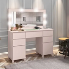 Penteadeira Moderna Rose 5 Gavetas Com Led Espelho Mais Tomada