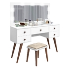 Penteadeira Nevada Retrô Com Led Branco Hannover Com Banqueta