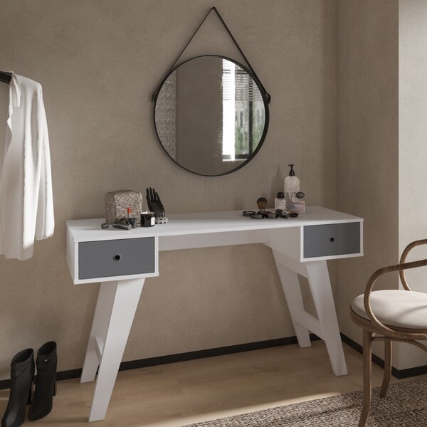 Penteadeira Paris 2 Gavetas Branco/grafite - Artely