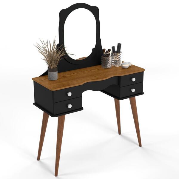 Penteadeira Retrô Atraente - Preto / Cumarú - Rpm Móveis