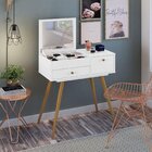 Penteadeira Retrô Com Espelho Cristal  Branco