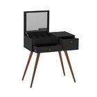 Penteadeira Retrô Com Espelho Cristal  Preto