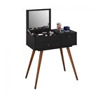 Penteadeira Retrô Com Espelho Cristal  Preto