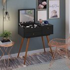 Penteadeira Retrô Com Espelho Cristal  Preto