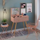 Penteadeira Retrô Com Espelho Cristal  Rosê