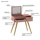 Penteadeira Retrô Com Espelho Cristal  Rosê