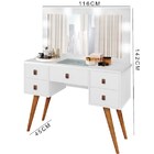 Penteadeira Retro Com Espelho E 05 Gavetas Genebra Branco