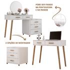 Penteadeira Retrô Com Espelho E Banqueta Branca Freijó Maitê