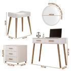 Penteadeira Retrô Com Espelho E Banqueta Branca Freijó Maitê