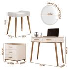 Penteadeira Retrô Com Espelho E Banqueta Freijó Off White Mai