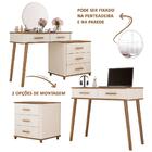 Penteadeira Retrô Com Espelho E Banqueta Freijó Off White Mai